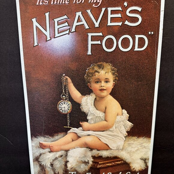 Vintage "It's Time For My Neaves's Food For Infants"Reproduction Tin Sign/EUC - Picture 1 of 10
